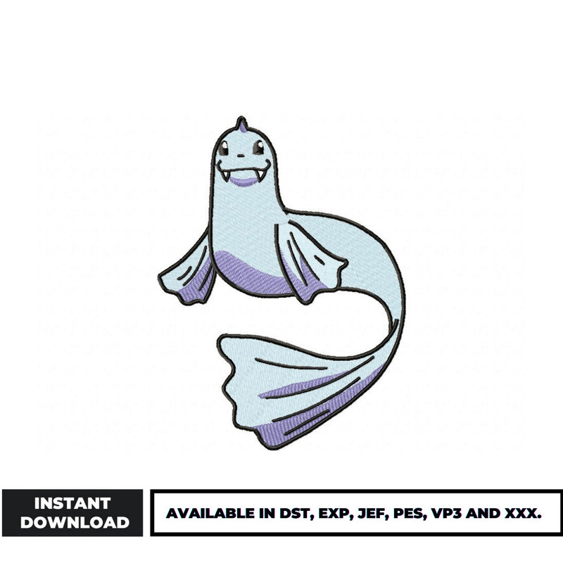 Dewgong pokemon embroidery design