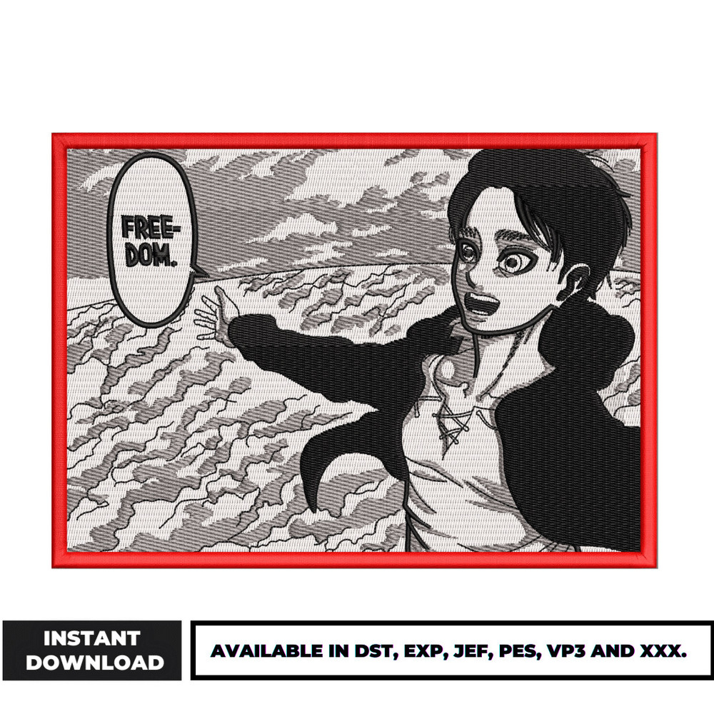 Eren freedom embroidery design