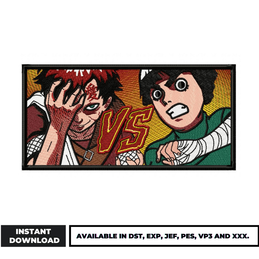Garaa vs rock lee embroidery design