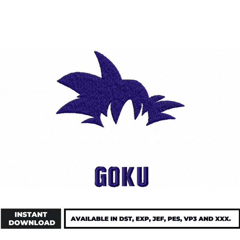 Goku dragonball hair embroidery design