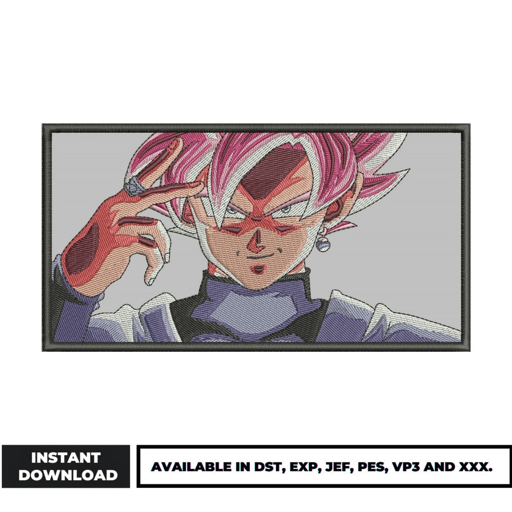 Goku rose rectangle embroidery design