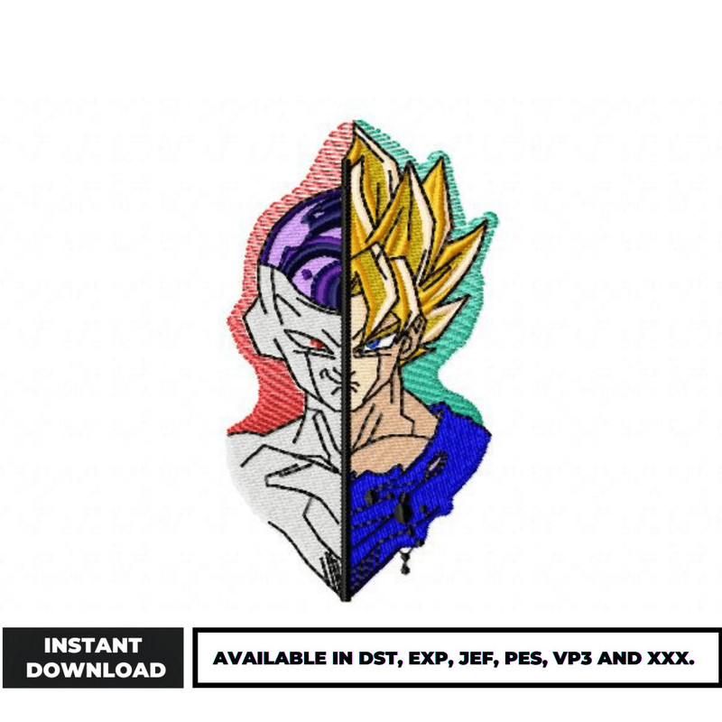 Goku x frieza dragonball embroidery design