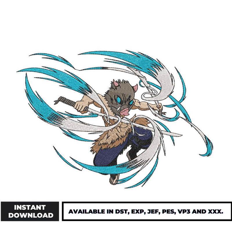 Inosuke demon slayer embroidery design