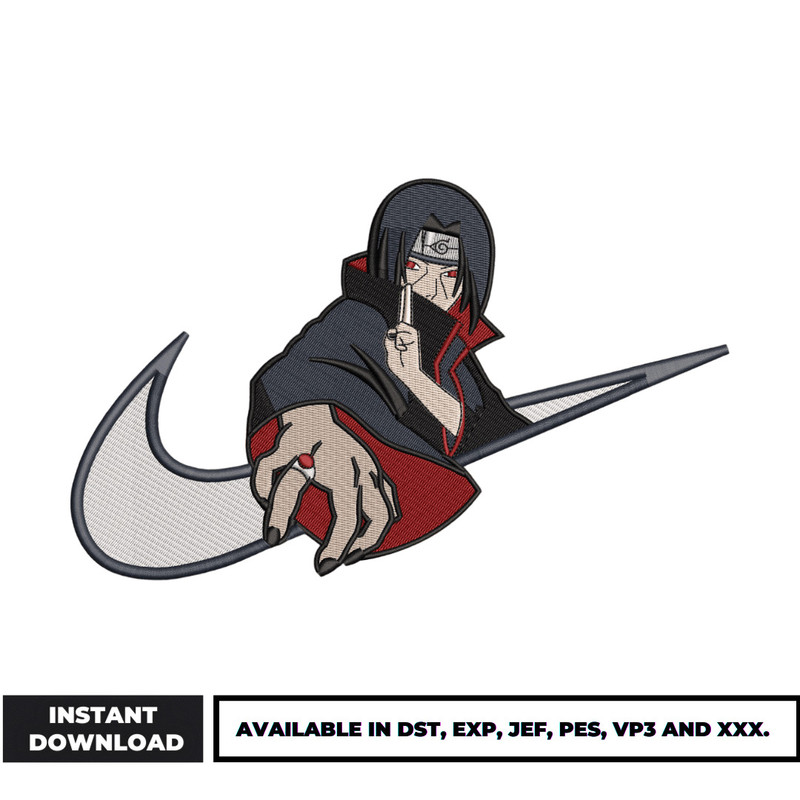 Itachi and nike embroidery design