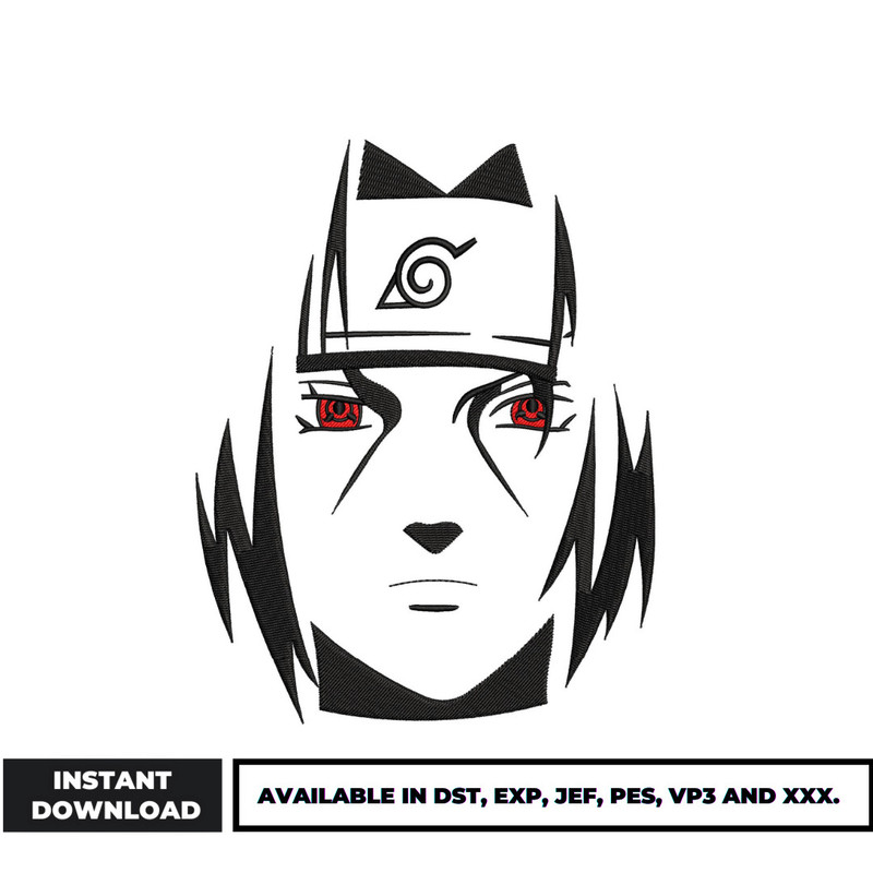 Itachi black white embroidery design