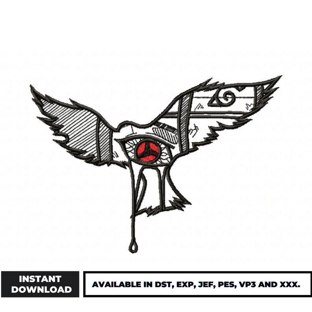 Itachi crow embroidery design