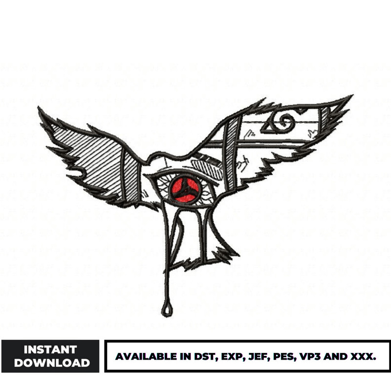 Itachi crow embroidery design