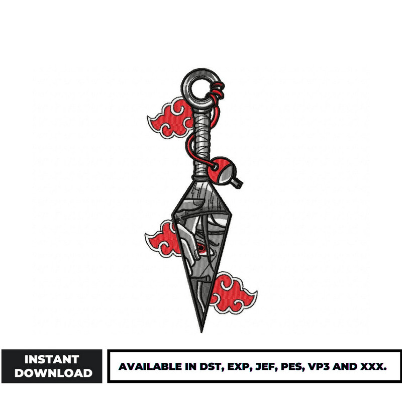 Itachi kunai akatsuki embroidery design