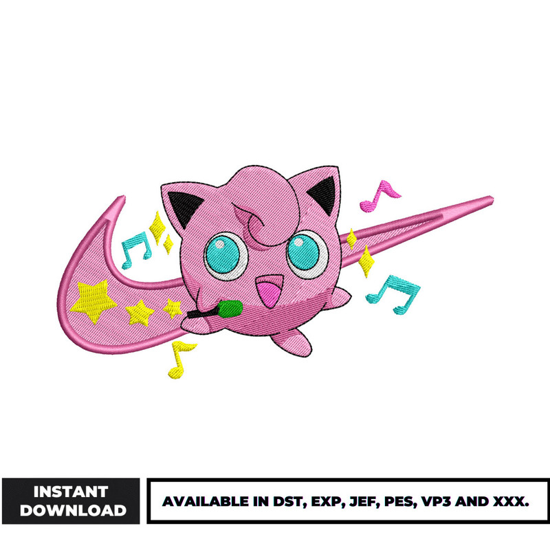Jigglypuff Swoosh embroidery design