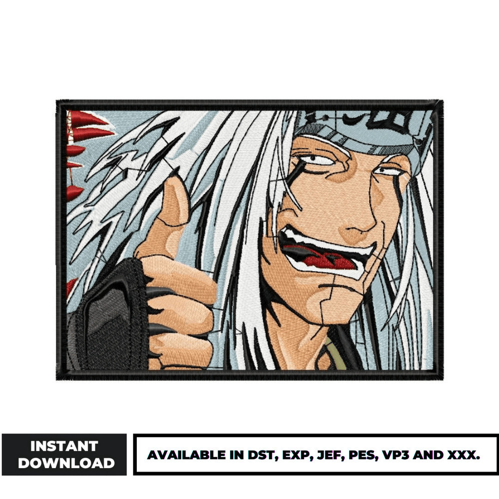 Jiraiya naruto embroidery design
