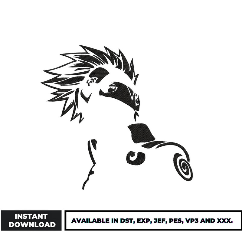 Kakashi black white embroidery design