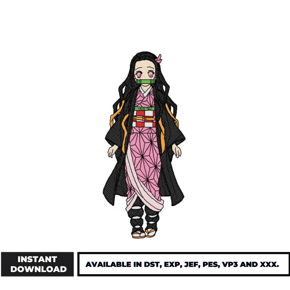 Kamado nezuko embroidery design
