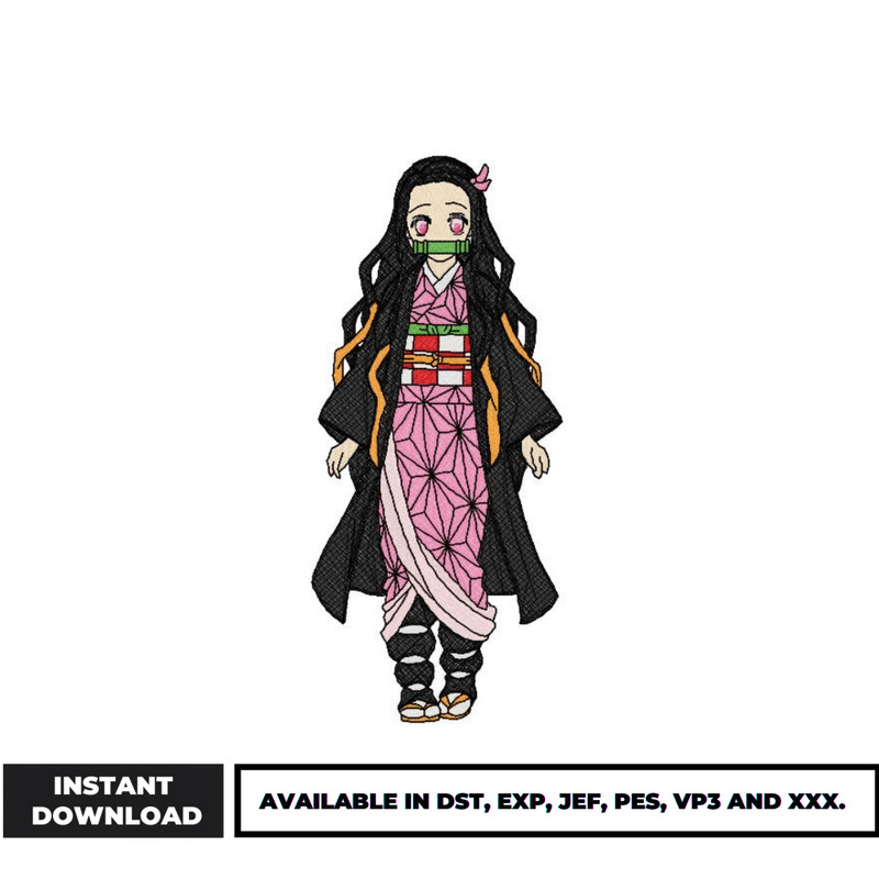 Kamado nezuko embroidery design
