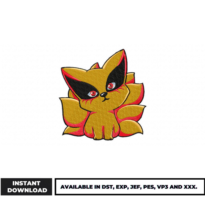 Kurama chibi embroidery design