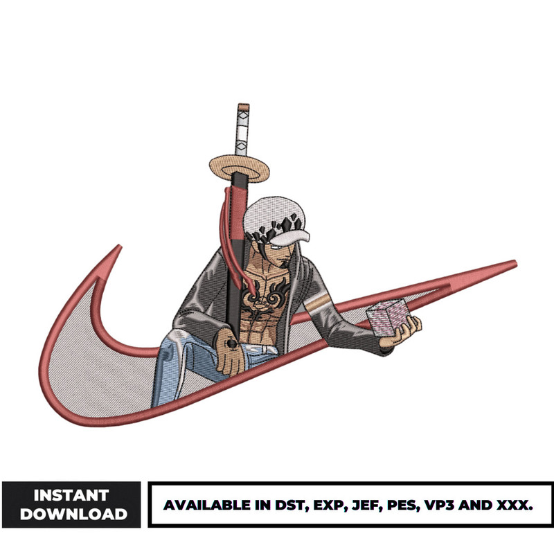 Law one piece swoosh embroidery design