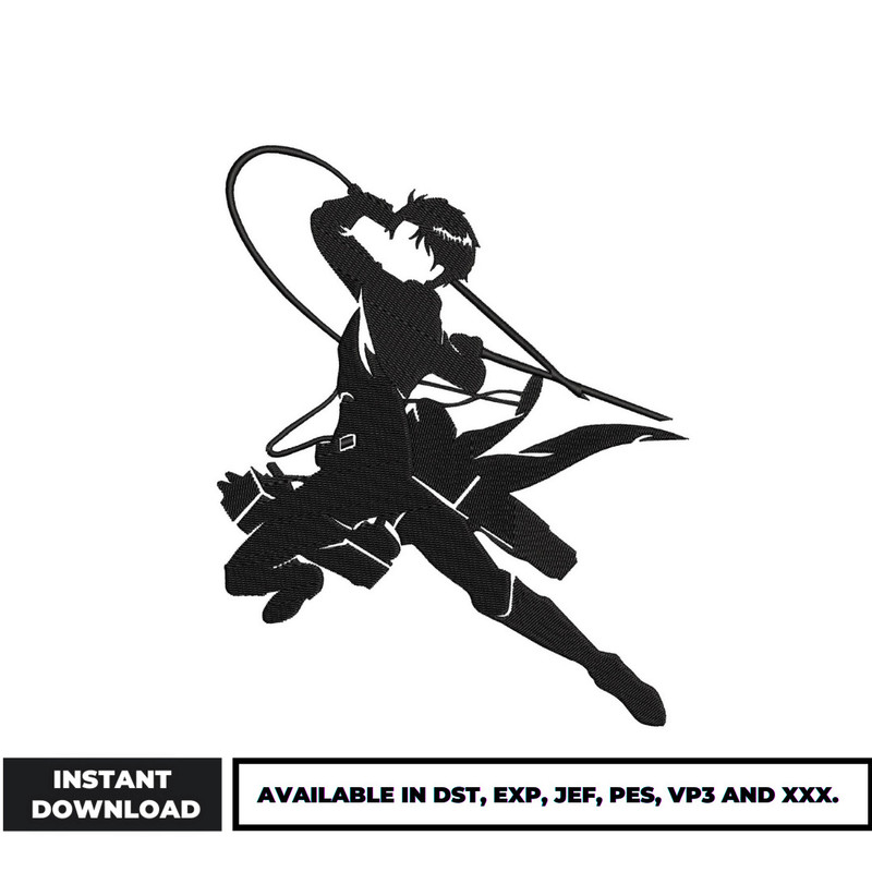 Levi black white embroidery design