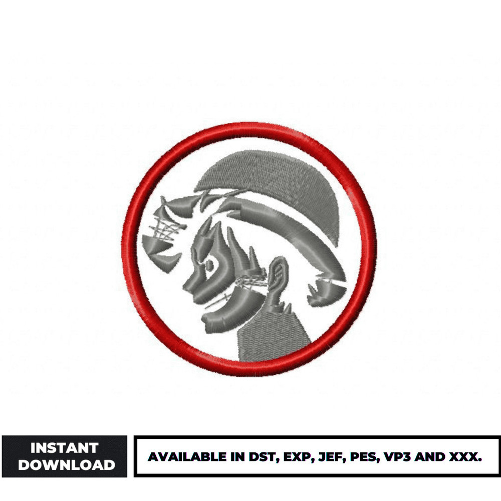Luffy circle embroidery design
