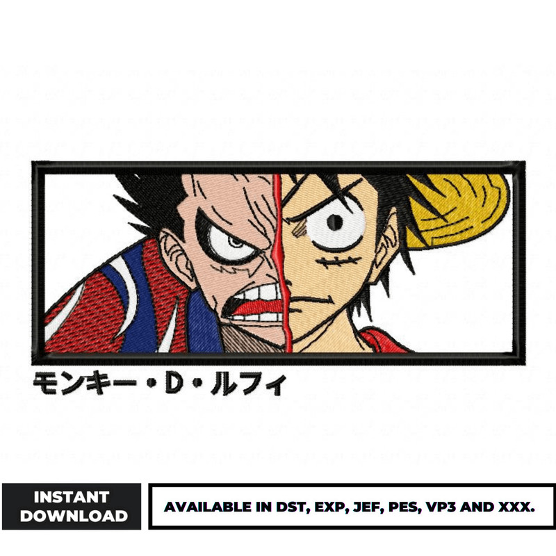 Luffy gear 4 embroidery design