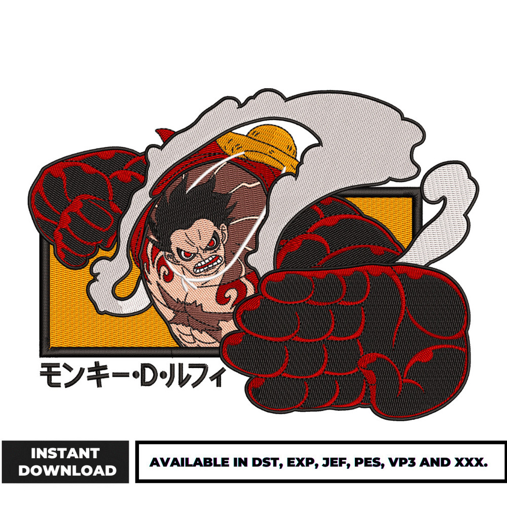 Luffy gear 4 one piece embroidery design (2)