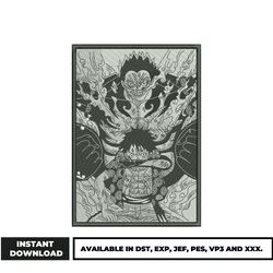 luffy gear 4 one piece embroidery design
