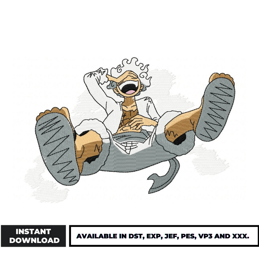 Luffy gear 5 nika embroidery design