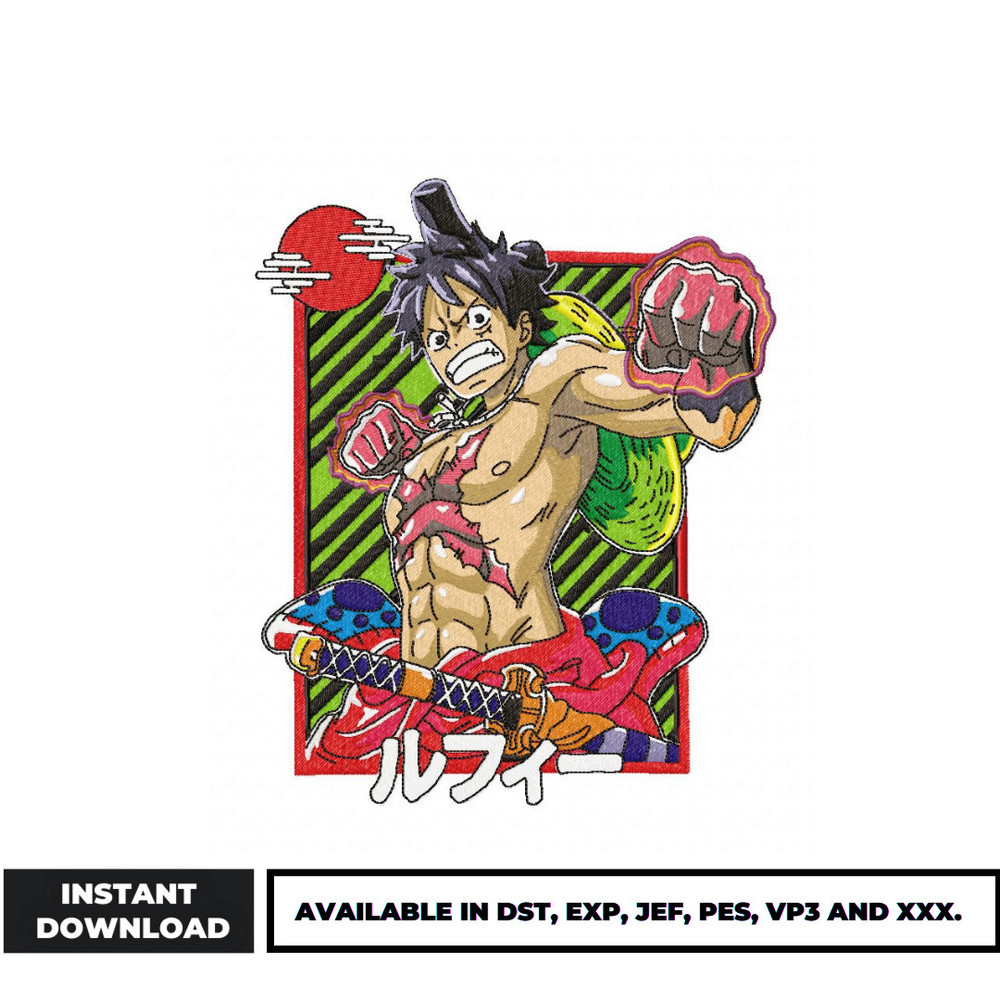 Luffy wano arc embroidery design (2)