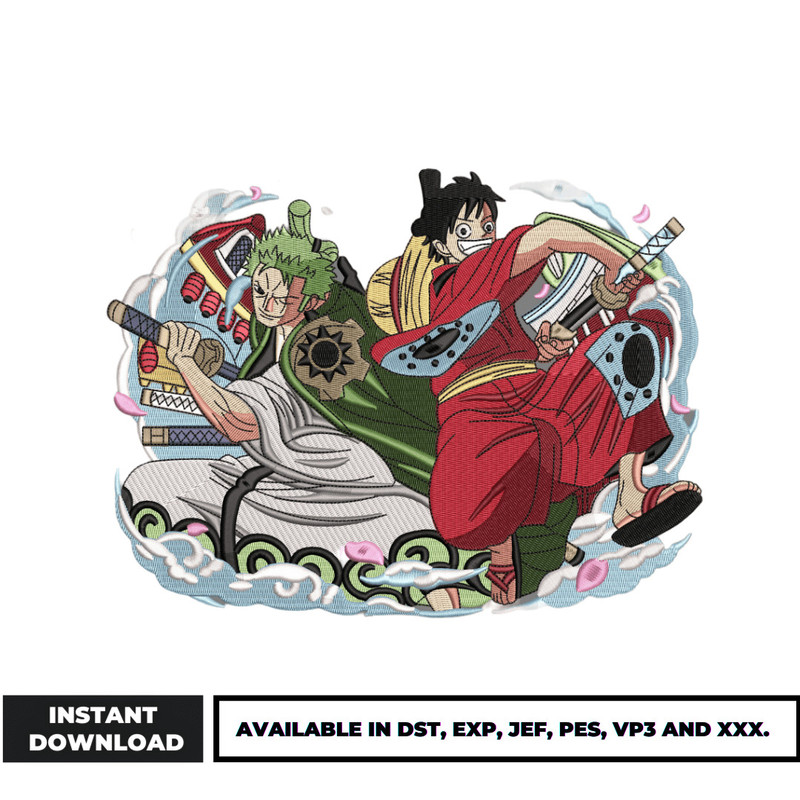 Luffy x zoro wano arc embroidery design