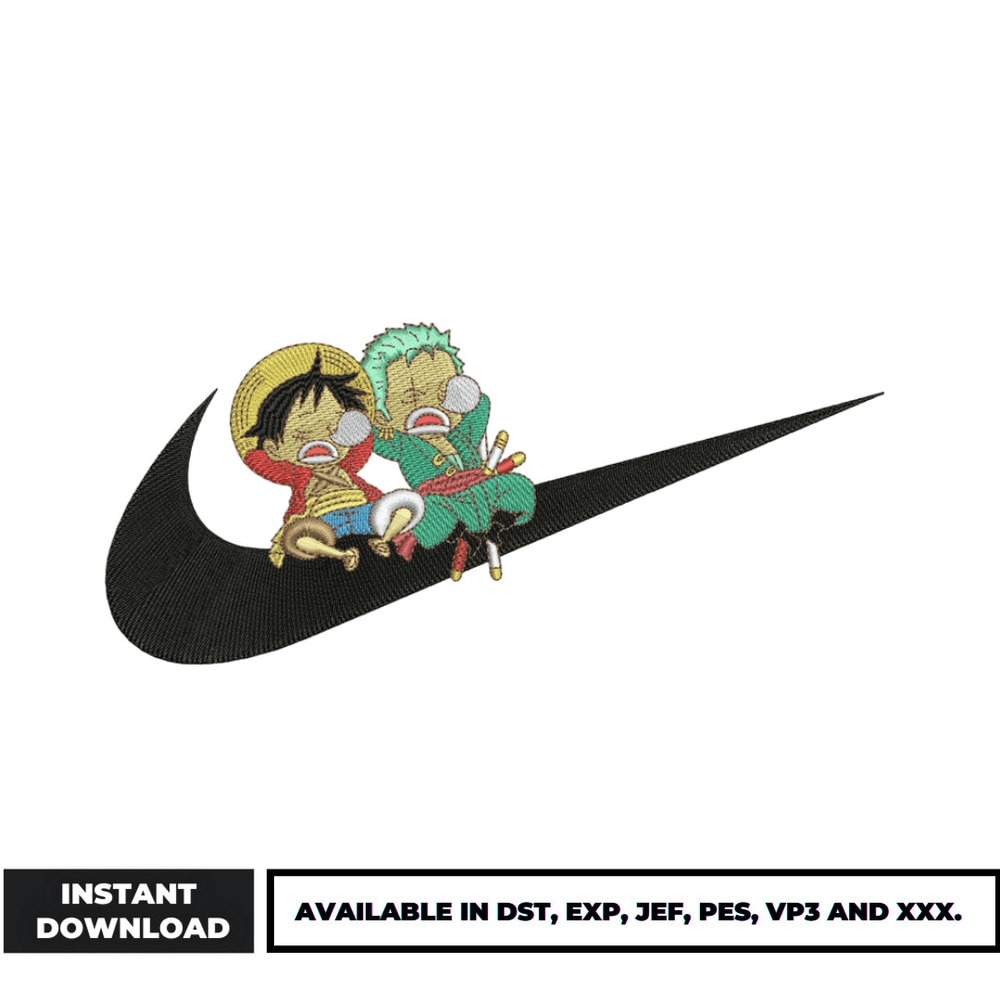 Luffy zoro chibi x nike embroidery design