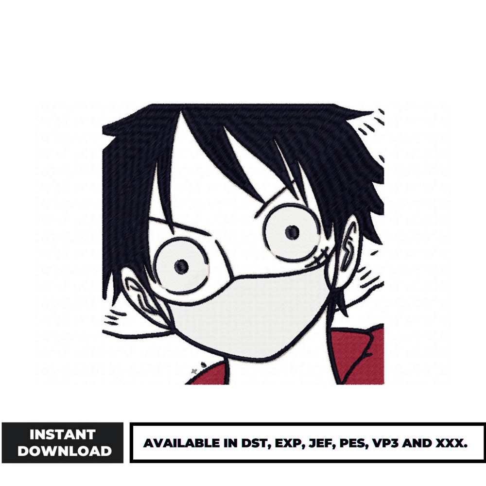 Monkey d luffy embroidery design