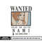 Nami one piece wanted embroidery design