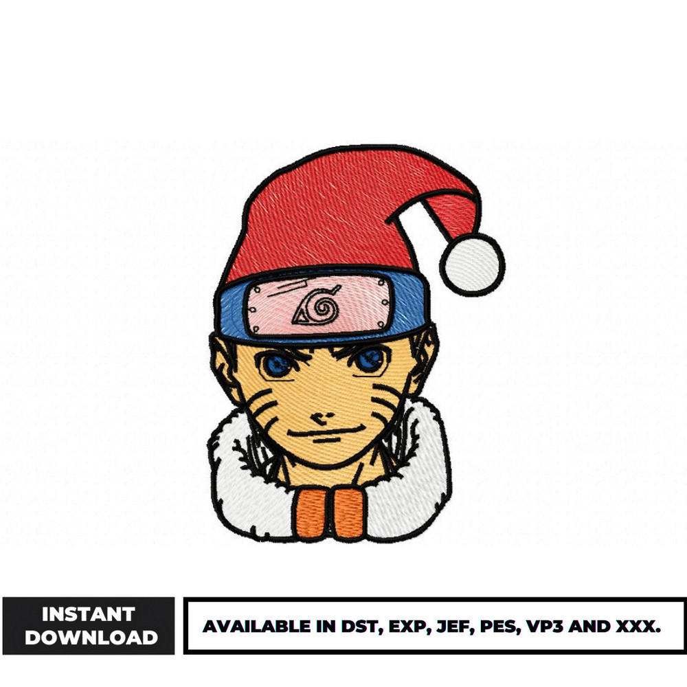 Naruto chrismas hat embroidery design