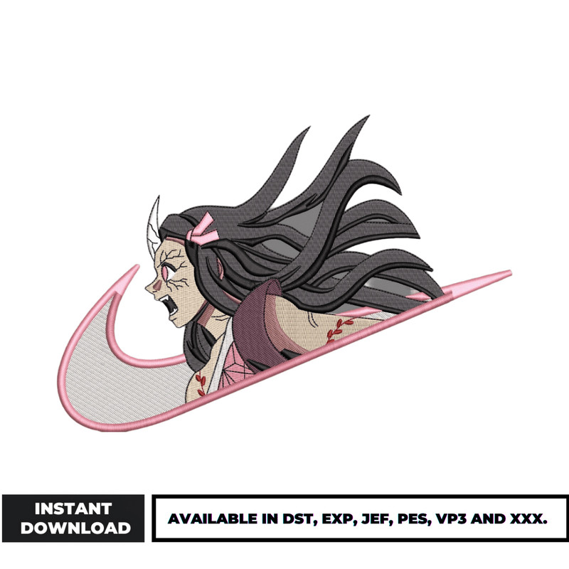 Nezuko demon nike embroidery design