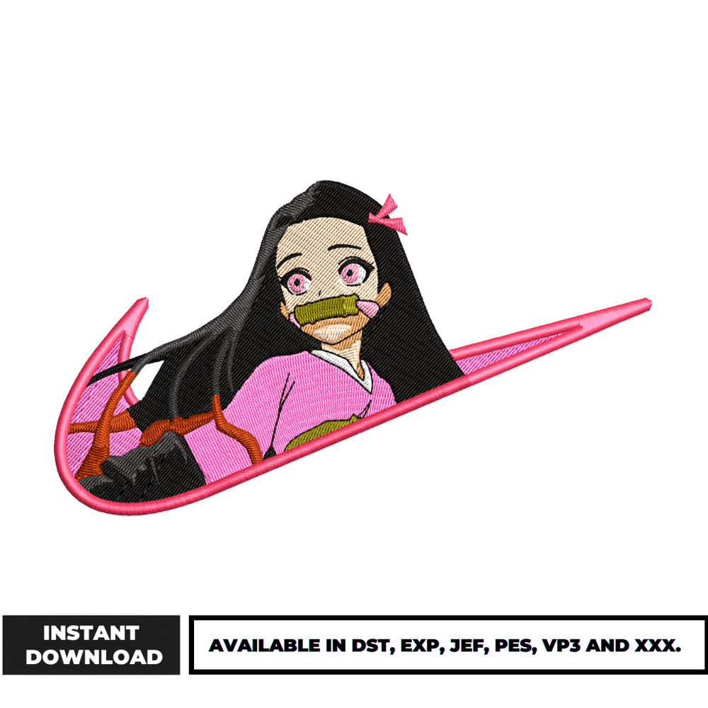 Nezuko Swoosh embroidery design