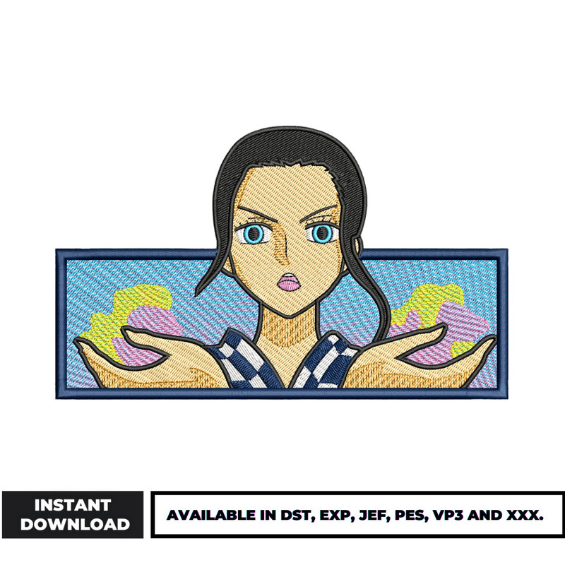 Nico robin rectangle embroidery design