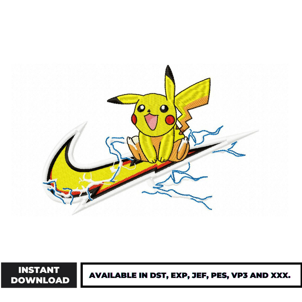 Nike x pikachu embroidery design