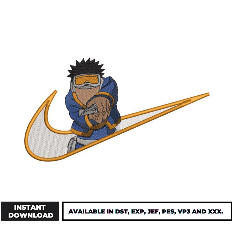 Obito kid swoosh embroidery design