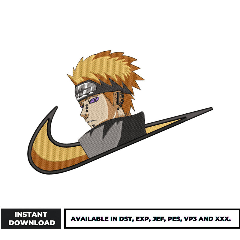 Pain naruto swoosh embroidery design