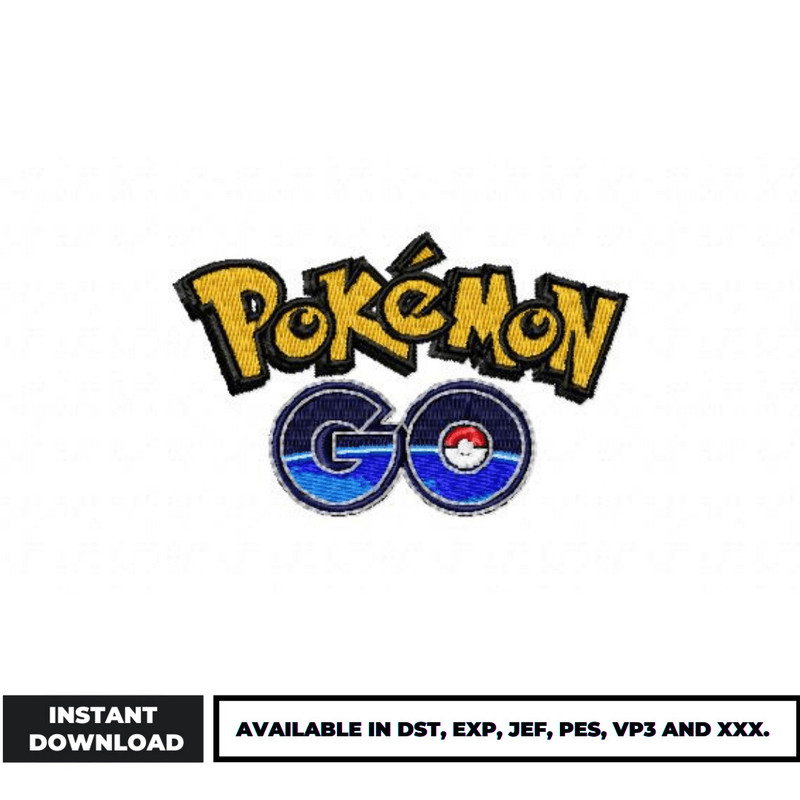 Pokemon go logo embroidery design