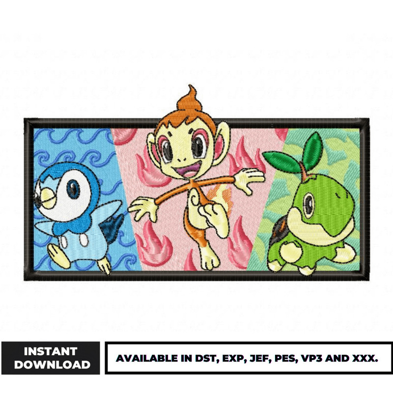 Pokemon start box embroidery design