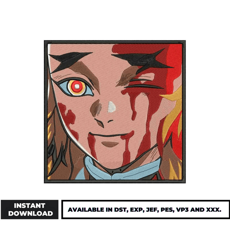 Rengoku death embroidery design