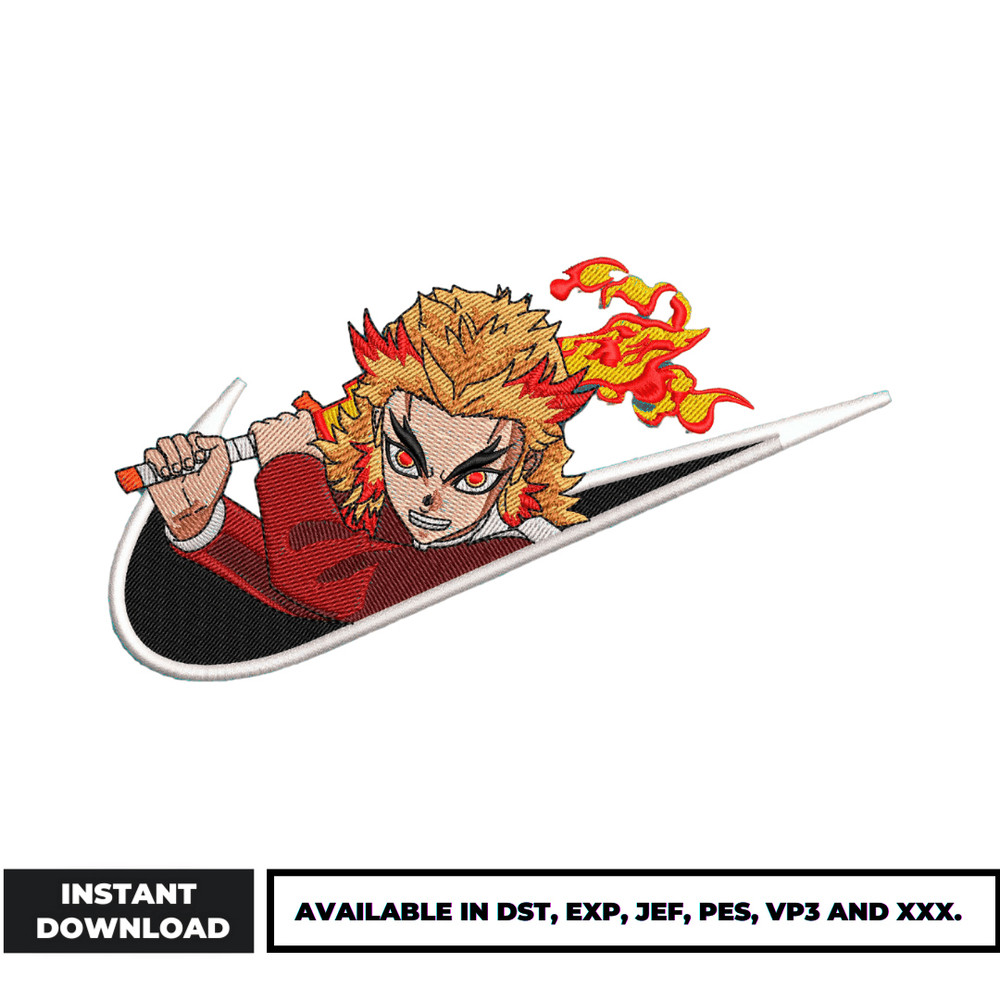 Rengoku swoosh embroidery design