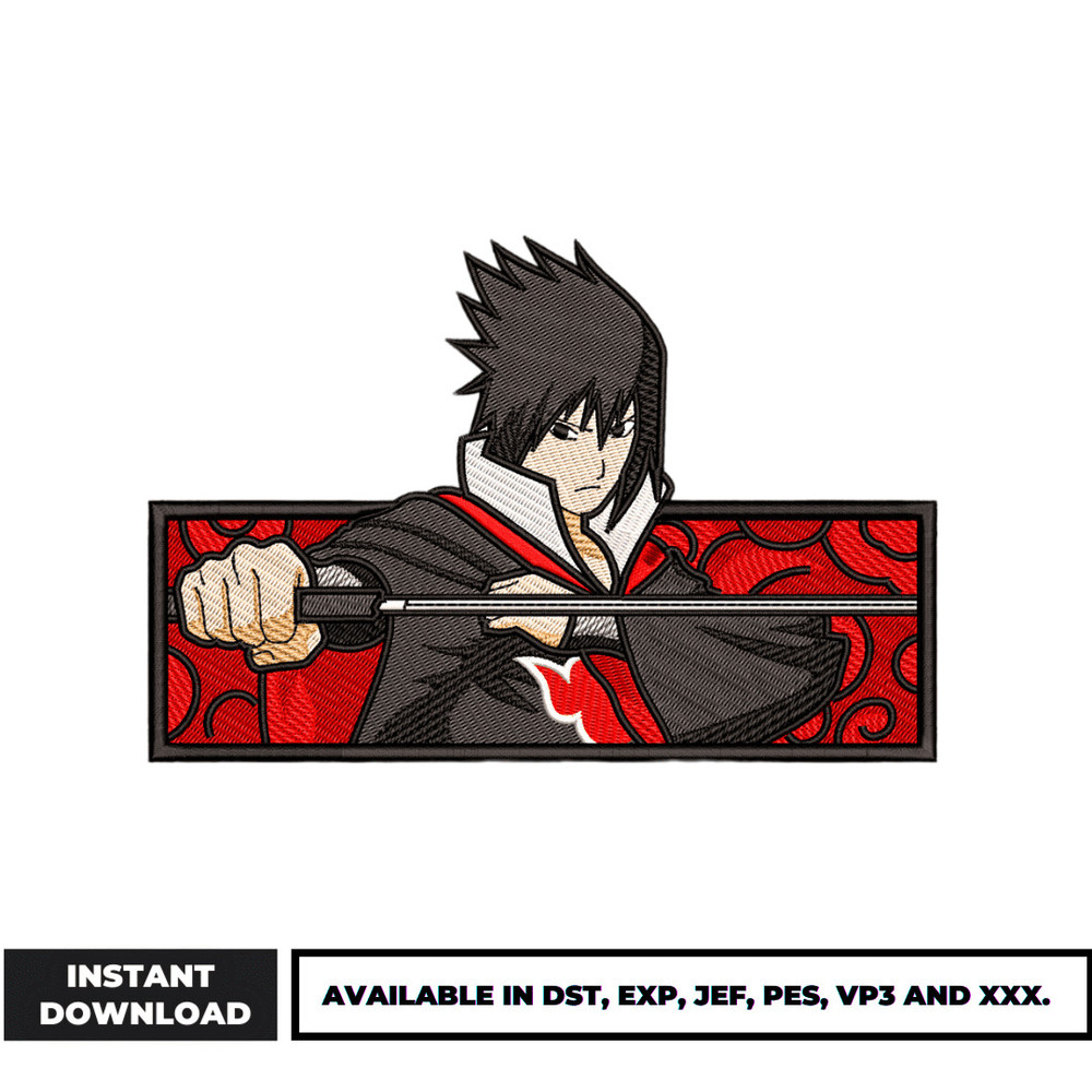 Sasuke akatsuki embroidery design