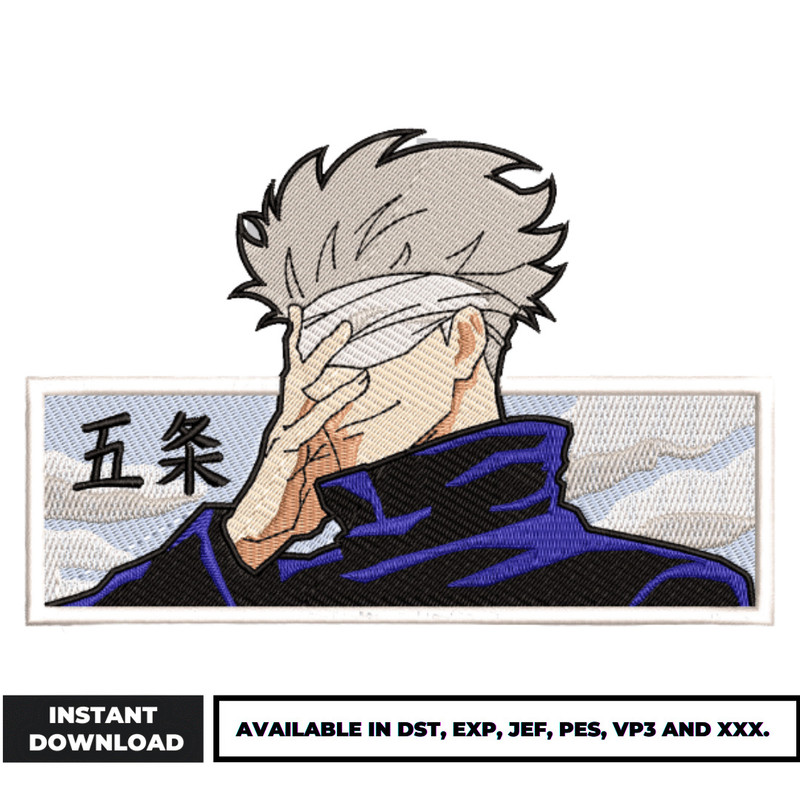 Satoru gojo embroidery design