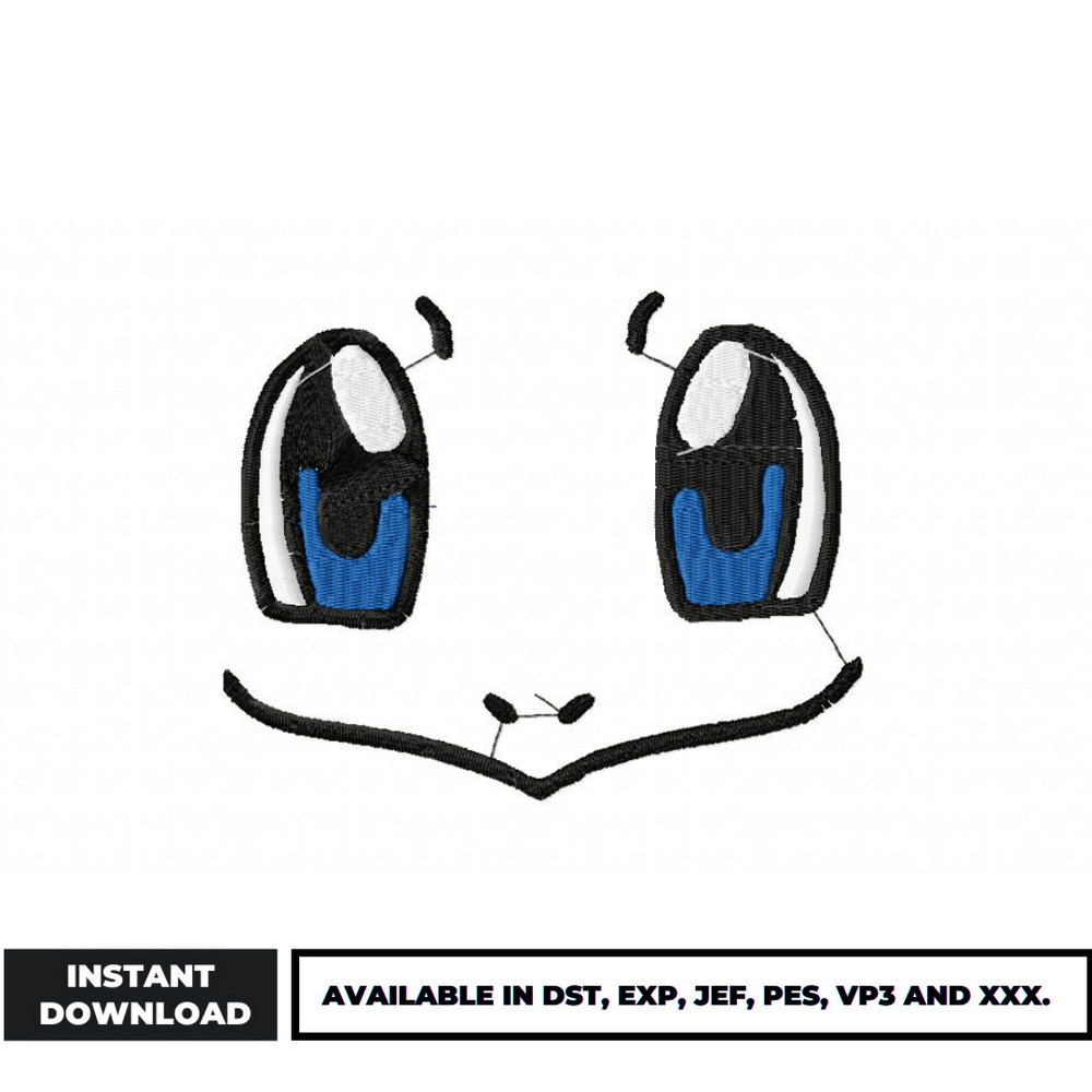 Squirtle pokemon face embroidery design