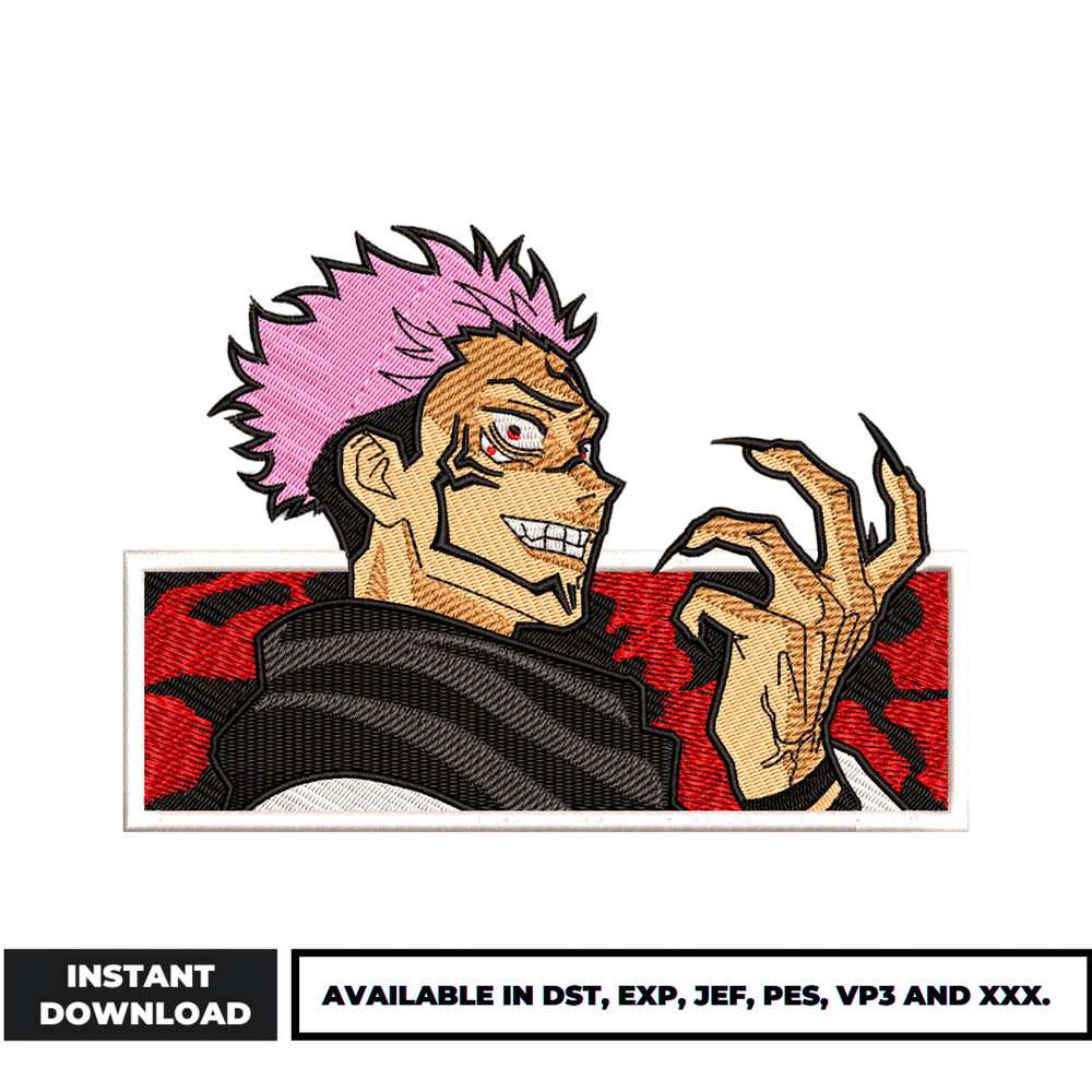 Sukuna jujutsu kaisen embroidery design