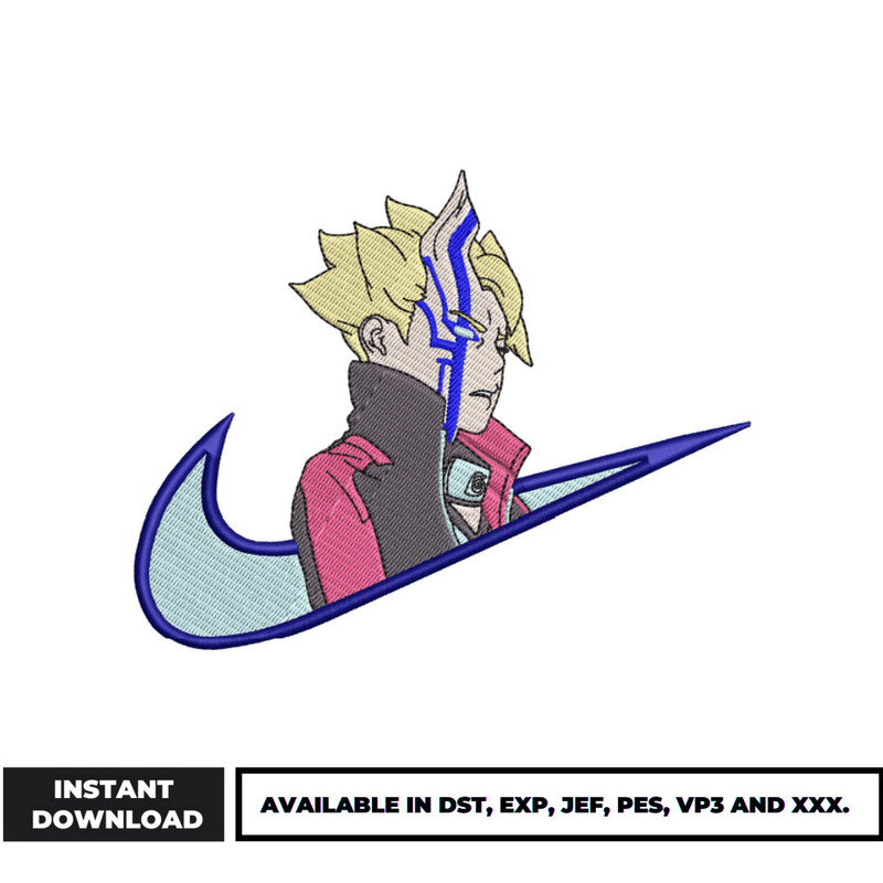 Swoosh boruto embroidery design