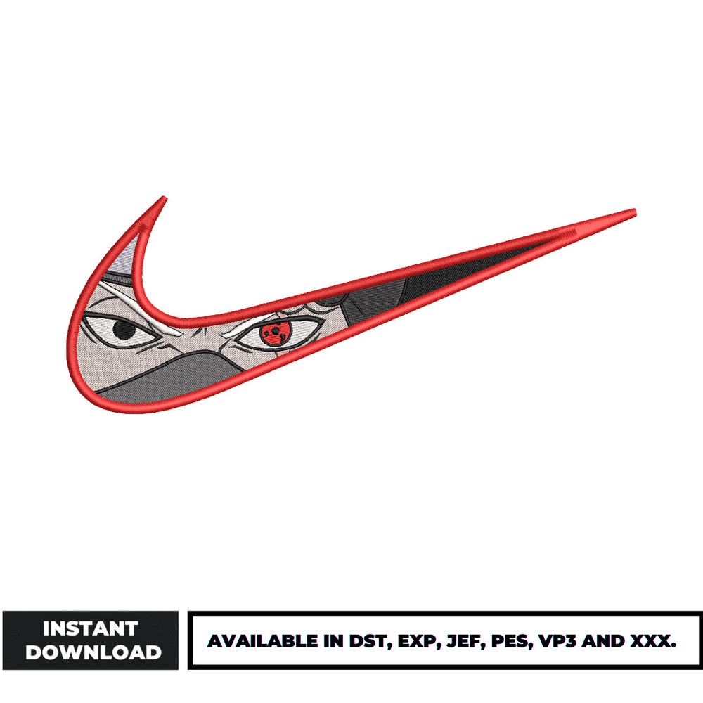 Swoosh kakashi embroidery design