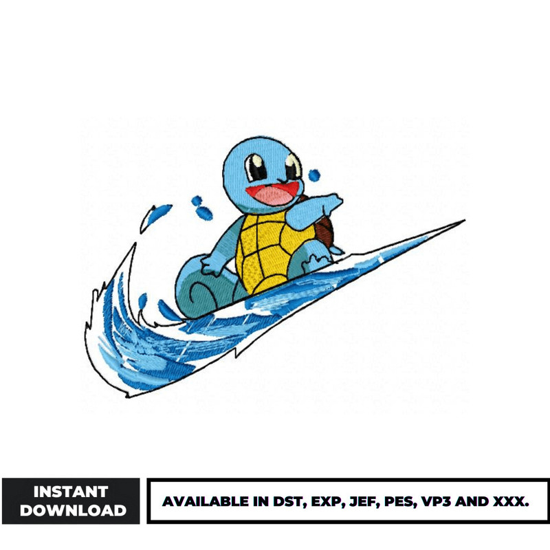 Swoosh squirtle embroidery design