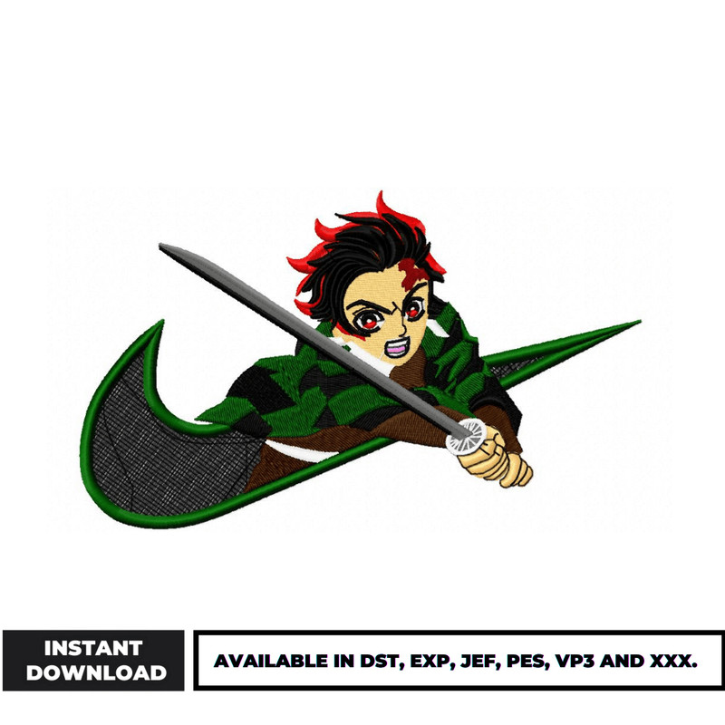 Swoosh tanjiro embroidery design