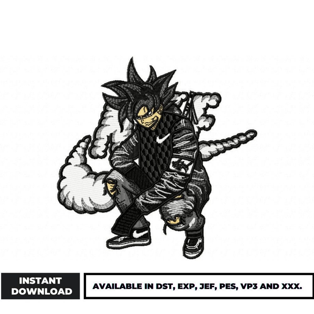 Swoosh x songoku embroidery design